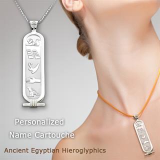 Personalized Name Cartouche W/ Hieroglyphics Sterling Silver